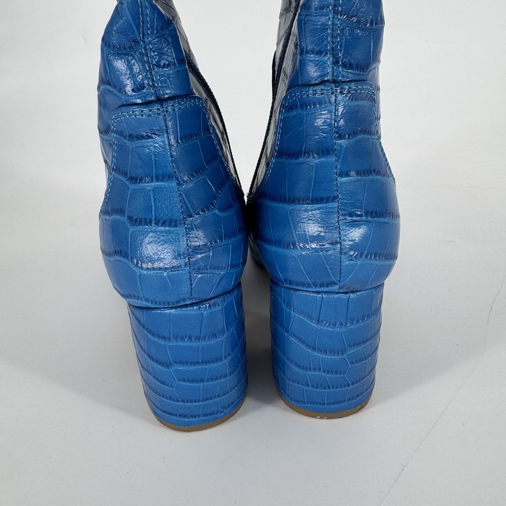 Marc Fisher Blue Croc Embossed‎ Knee High Boots Block Heel Pointed Toe 7M - Picture 7 of 10